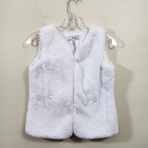 D-signed by Disney white faux fur button front vest girl's size M 10/12